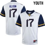 Youth West Virginia Mountaineers NCAA #17 Jack Allison White Authentic Nike Stitched College Football Jersey UO15N41XG